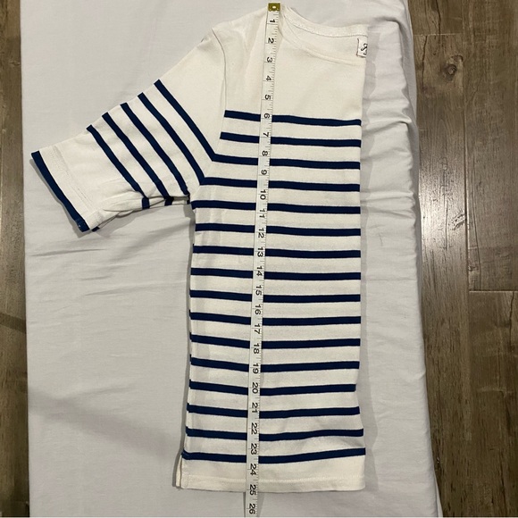 Journal Standard men's white/blue border T-shirt, Japan size M (US S) - Picture 5 of 7